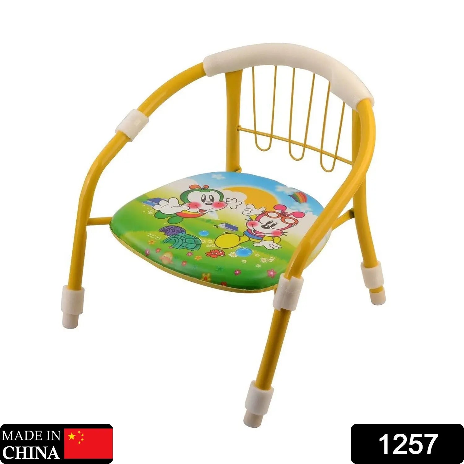 1257 Multicolor Cartoon Design Baby Chair With Metal Backrest Frame  Sound Seated Soft Cushion For Kids  Toddlers (Moq - 4 Pcs) - TREND BUY