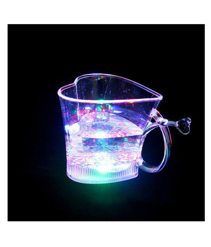 Multi-color heart shape activated blinking LED glass cup