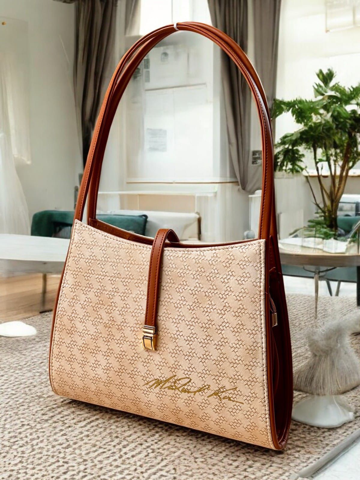Restocked Michael Kors Women's Solid Shoulder Handbag Grullo Brown