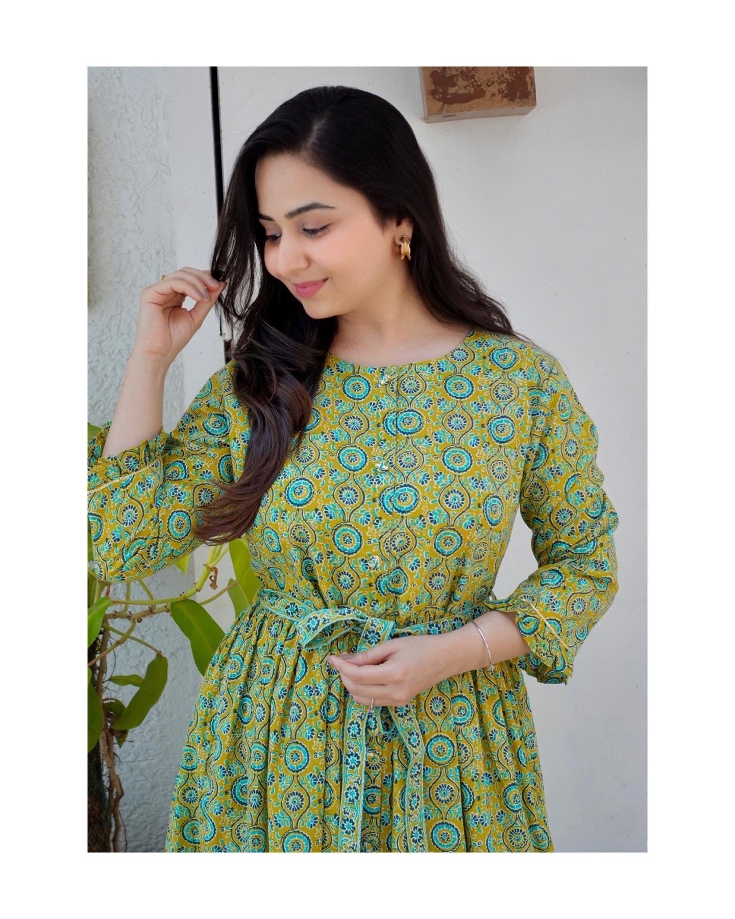 Yellow Floral Cotton Dress