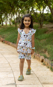 Girls Noor Pure Cotton Clothing Set - Polka Dot - Lemon Yellow | TRENDBUY