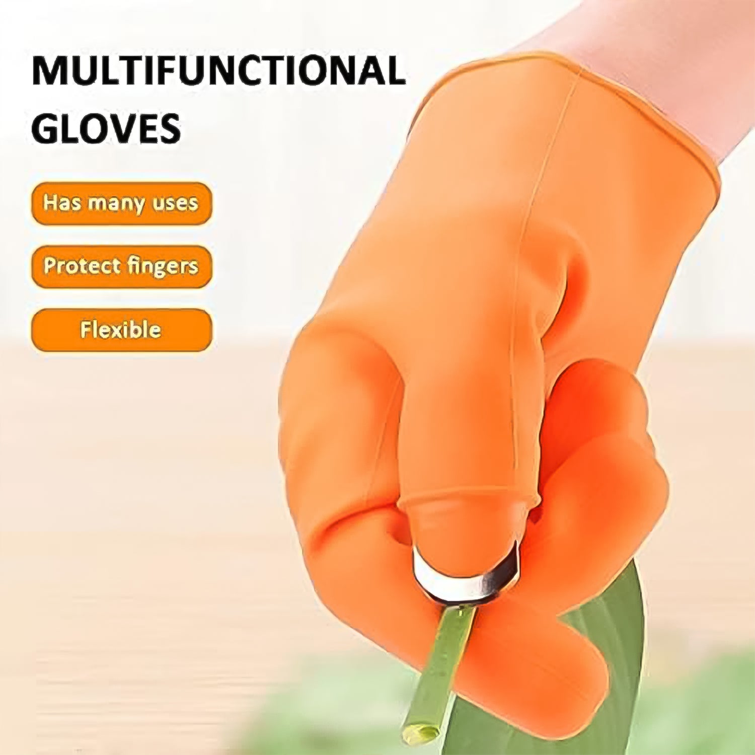 Silicone thumb knife and finger protectors used for harvesting fruits.