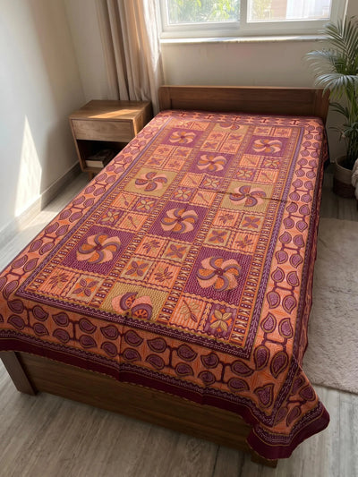 100% Pure Cotton Single Bedsheet 60x90 - Multi Elephant Print with 2 Pillow Covers