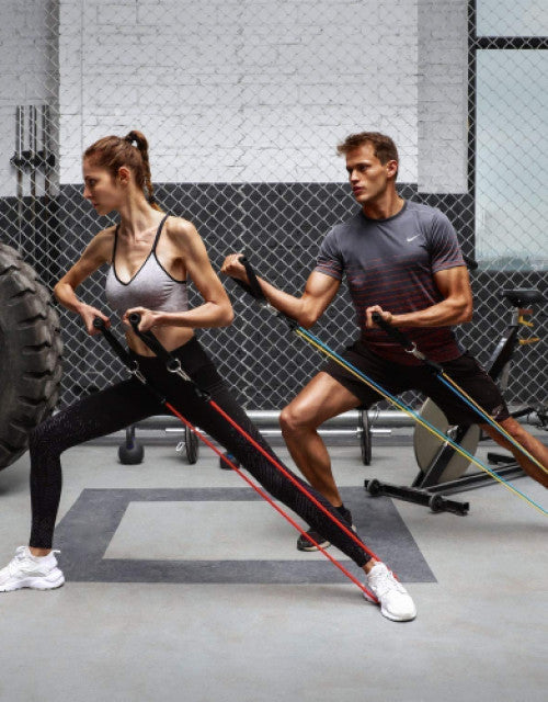 Complete 11 in 1 exercise resistance bands set with door anchor, handles, and ankle straps for gym & home fitness