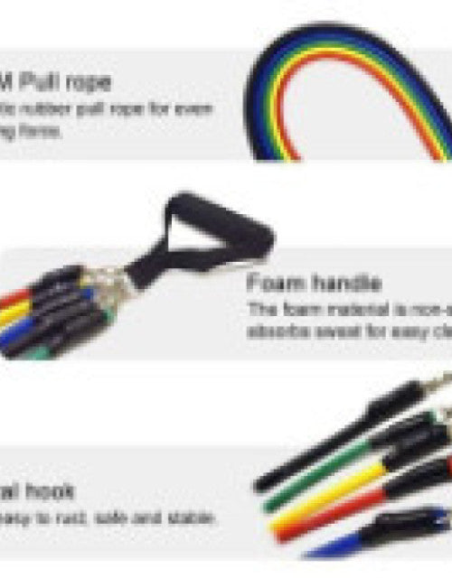 11 Pcs Resistance Band Set for Men & Women with bands, handles, door anchor, and carry bag