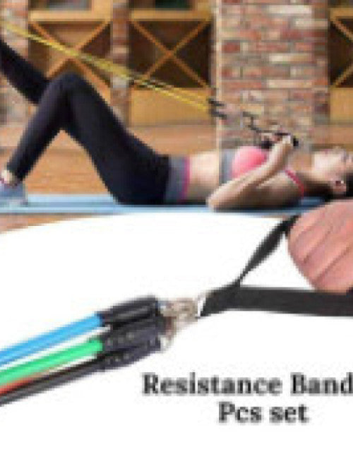 11-piece resistance band set for men and women, ideal for full-body home workouts.