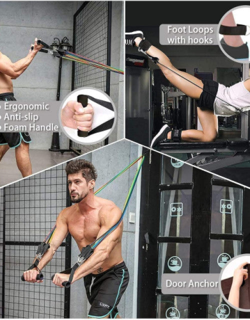 11-piece gym power resistance band set for workout and exercise