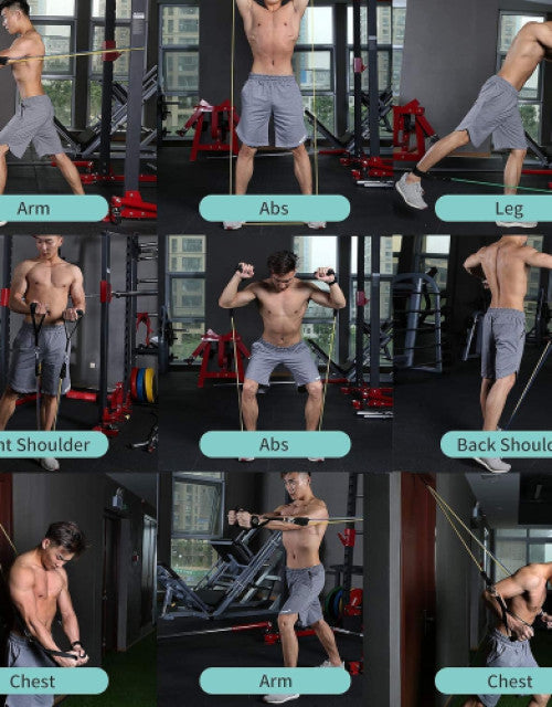 11 Piece Gym Power Resistance Band Set for workout & exercise, offering varied resistance for all fitness levels.