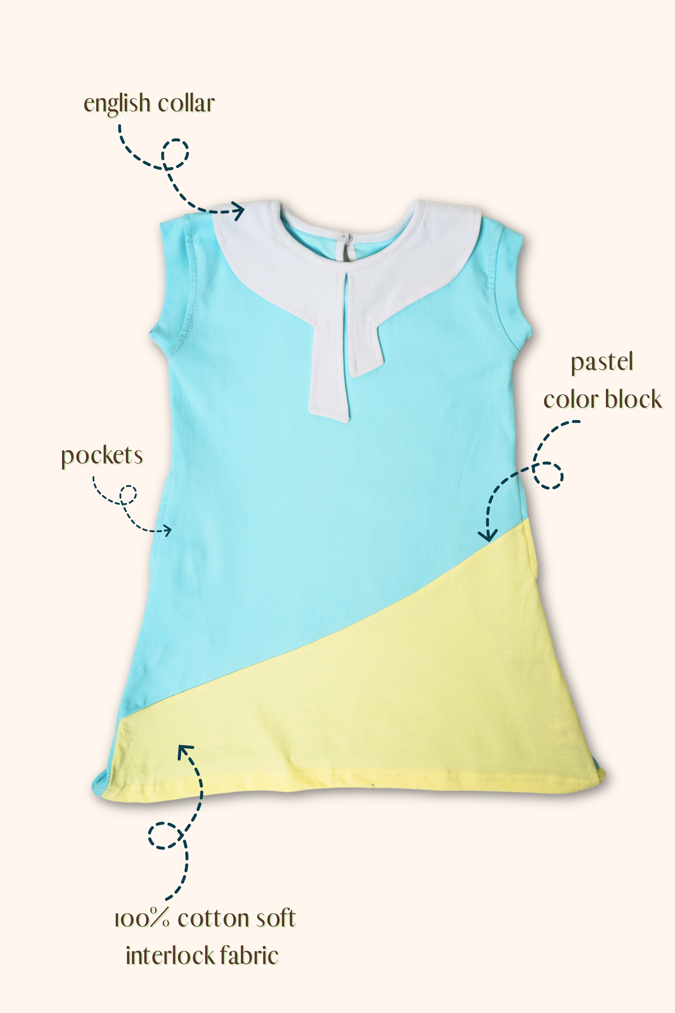 Girls Rachel Summer Knit Dress - Blue & Yellow