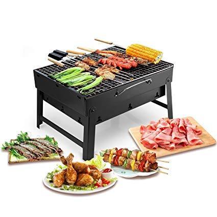 Black carbon steel 126 folding charcoal barbeque grill oven