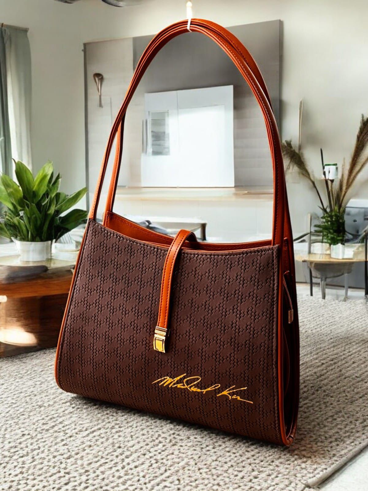 Restocked Michael Kors Women's Solid Shoulder Handbag Brown