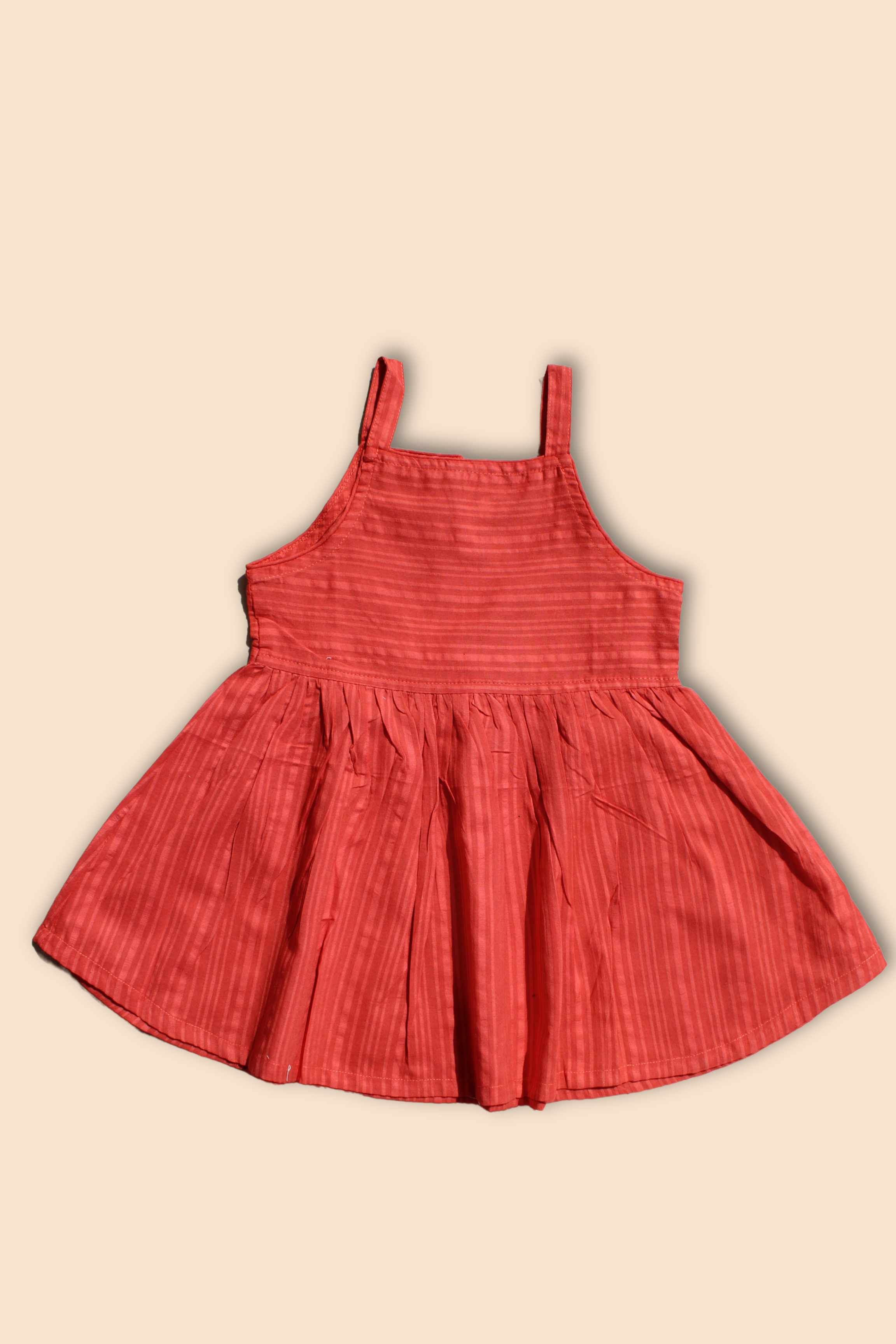 Girls Pure Cotton Summer Dress Solid Rust
