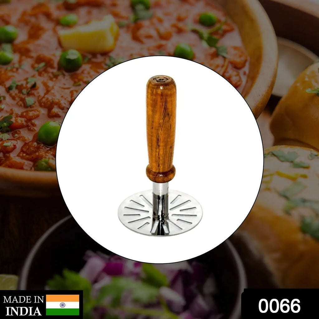 Stainless steel paubhaji masher for mashing vegetables and making paubhaji in home kitchens.