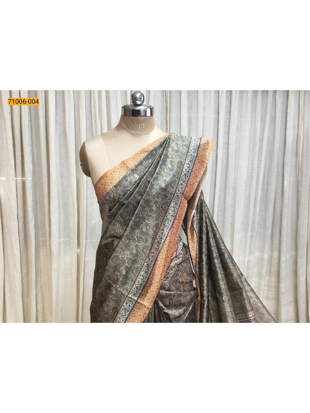 Mehandhi Green Kalamkari Soft Linen Silk Saree