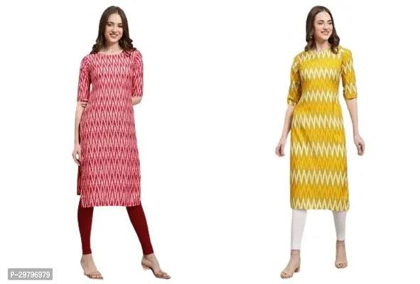 Stylish Multicoloured Crepe Printed Stitched Kurti For Women, Pack Of 2 – Trendy Ethnic Wear