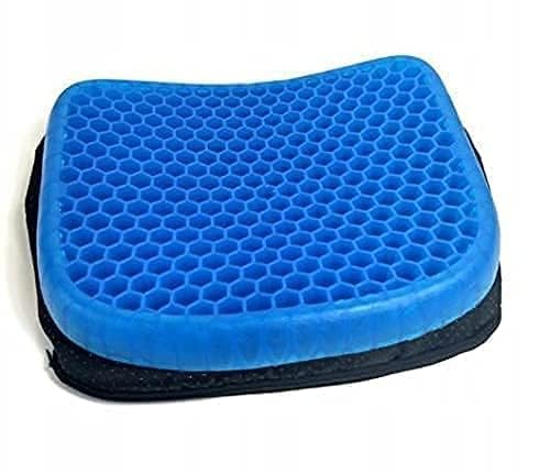 Hand pressing a flexible gel silicon Egg Seater Cushion for car, office chair, wheelchair, or home.