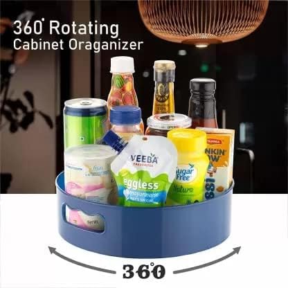 360° rotating multi-function kitchen organizer tray filled with spices.