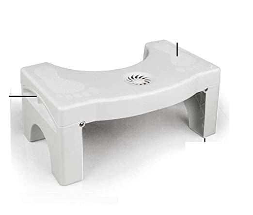 White pre-assembled anti-slip plastic squat toilet stool for Western toilets & potty training.