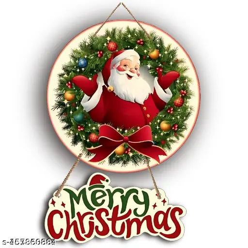 Vibrant multicolor wooden Christmas wall hanging ornament, adding festive cheer to any wall.