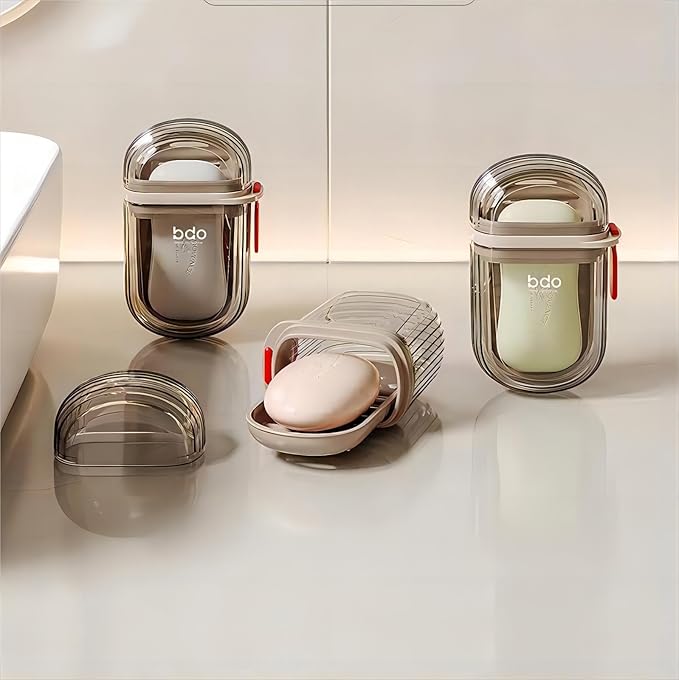 Portable transparent travel soap case and holder