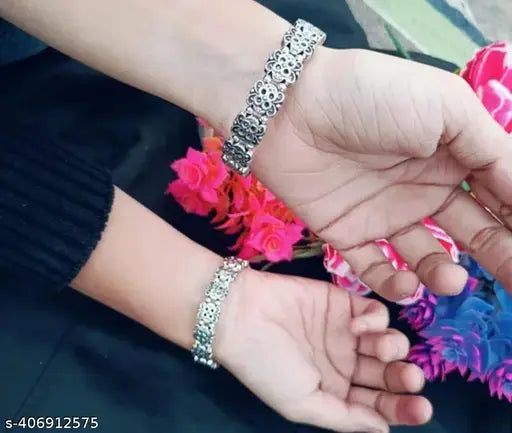 Silver Sterling Silver Kada (Pack of 2)