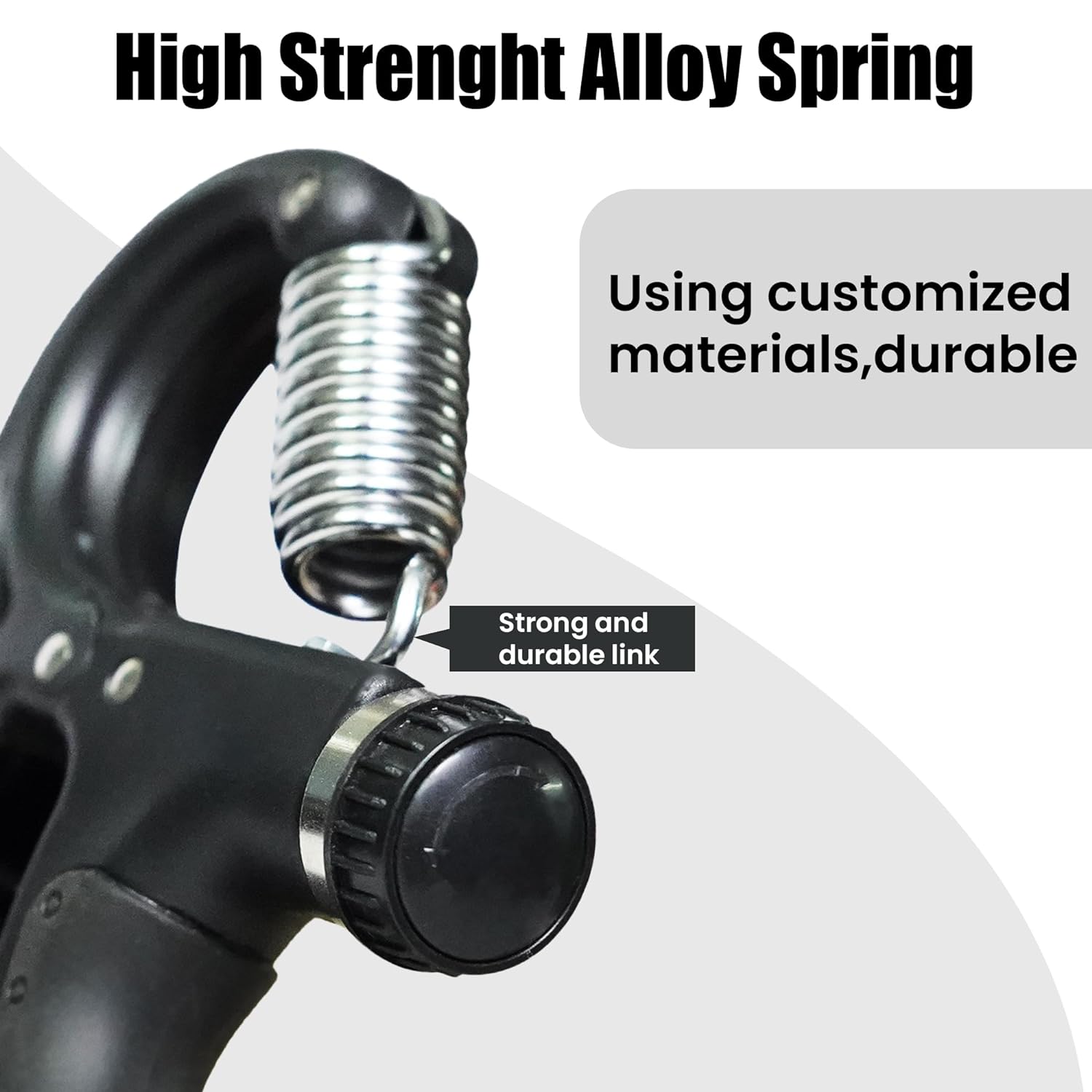 Black professional counter hand gripper, 10-60kg adjustable weight for finger & power exercise.