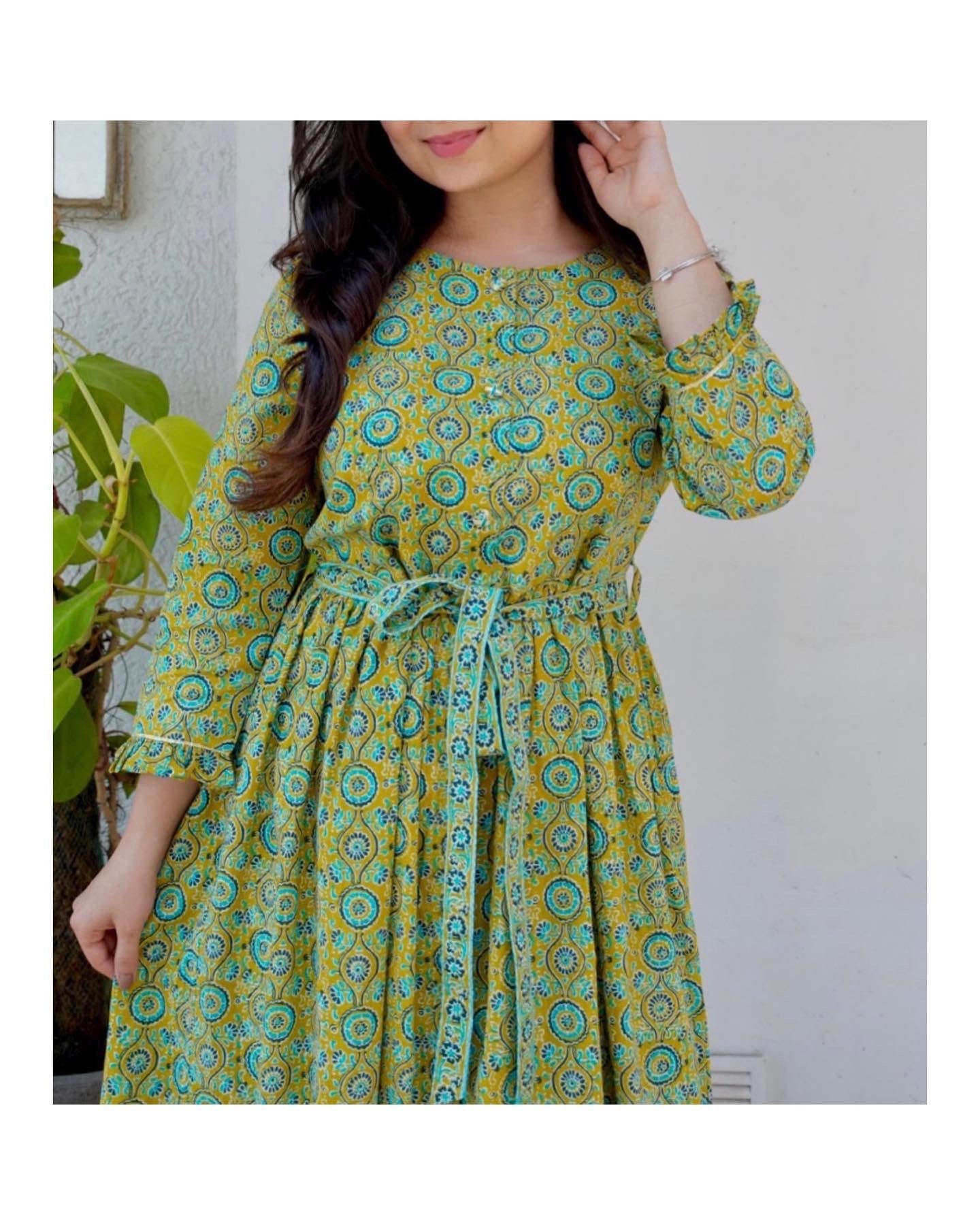 Yellow Floral Cotton Dress