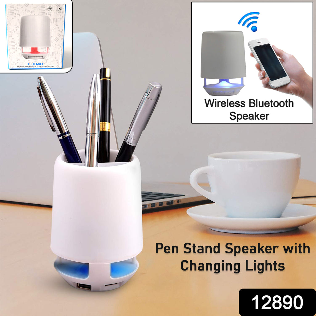 Multifunctional 4 compartment pen holder with smart color changing Bluetooth speaker table lamp
