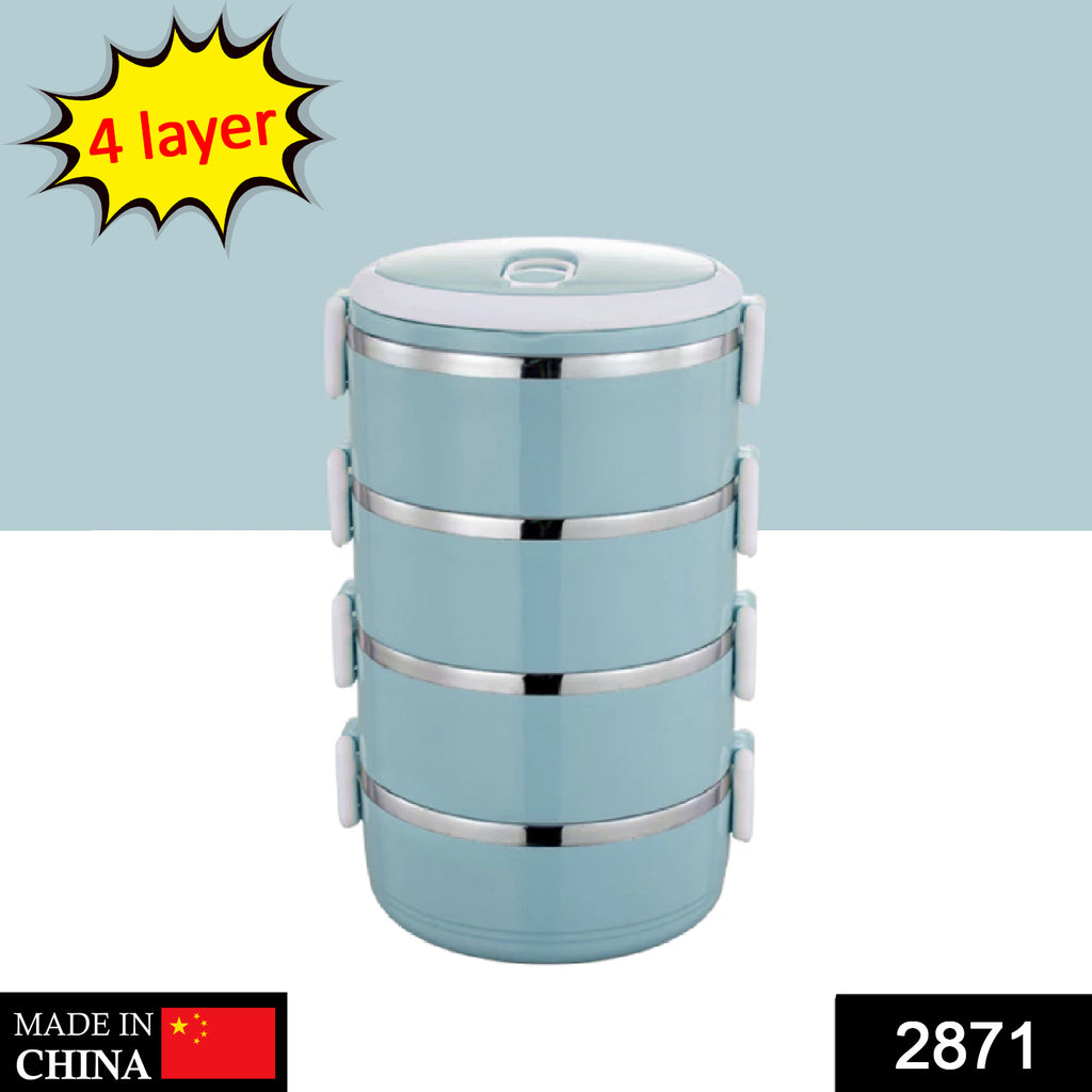 2871 multi-layer stainless steel hot lunch box with 4 insulated compartments for warm meals