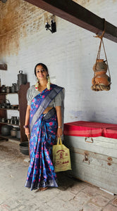 Brinjal Purple Silk Saree with Grey Border | TRENDBUY