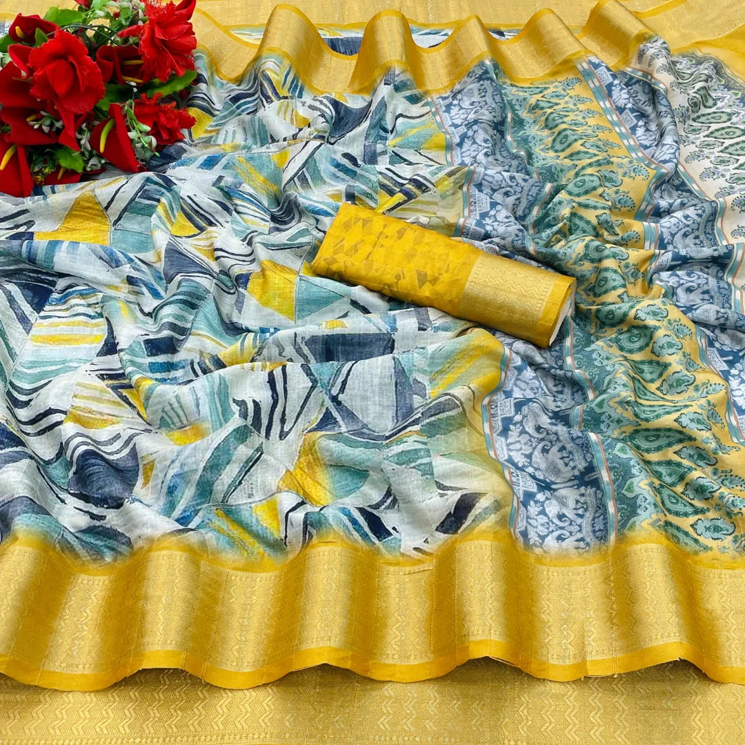 Light Yellow Colour Saree