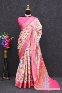 Floral light Pink Printed Saree | TRENDBUY