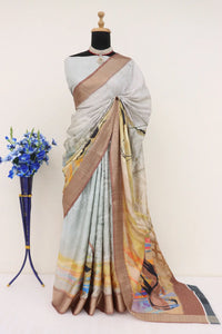 Exclusive Grey Dola Silk Saree with Banarasi Motifs for Festive Occasions