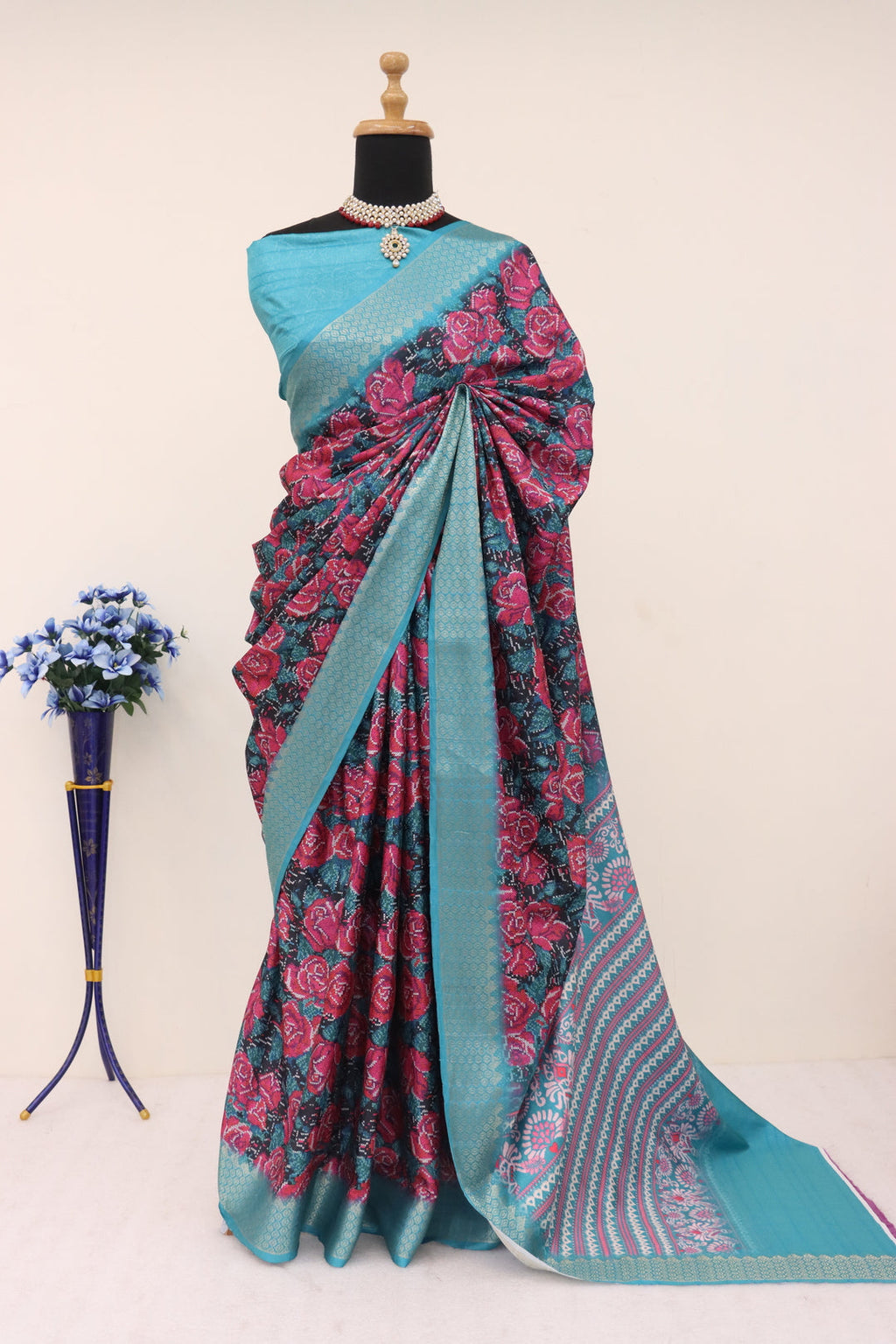 Elegant Aqua Blue Silk Saree