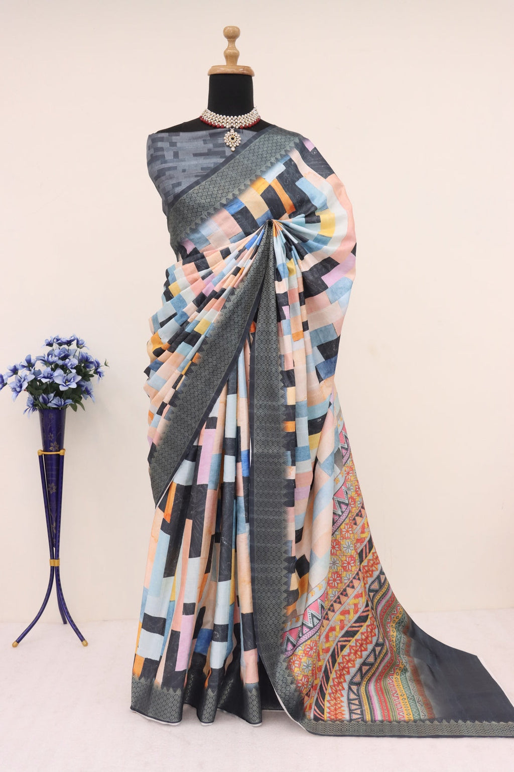 Dark Grey Colour Saree