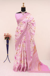 Baby Pink Printed Saree | TRENDBUY