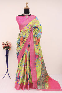 Pink Yellow Silk Saree | TRENDBUY