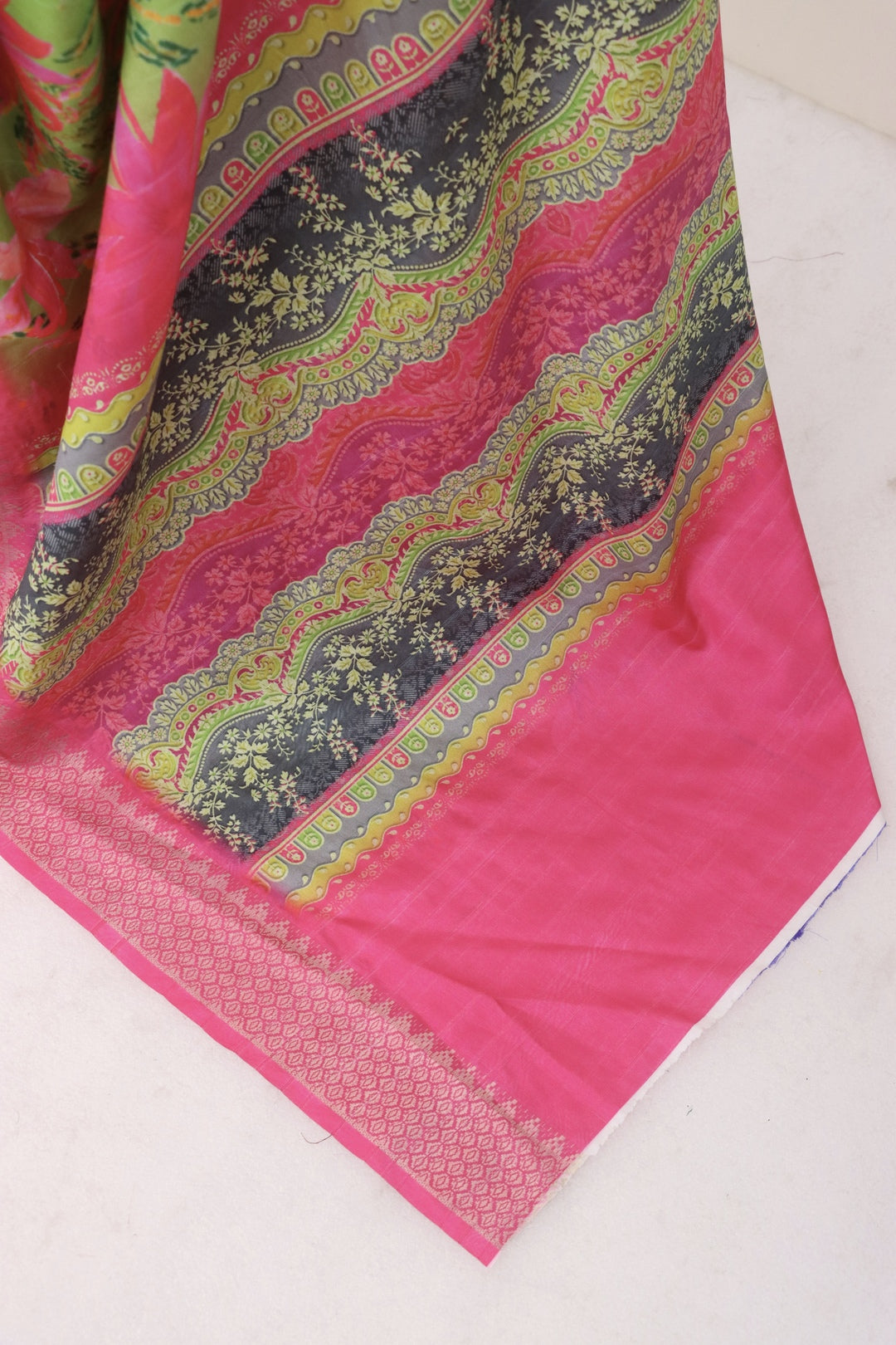 Light Green and Pink Silk Saree