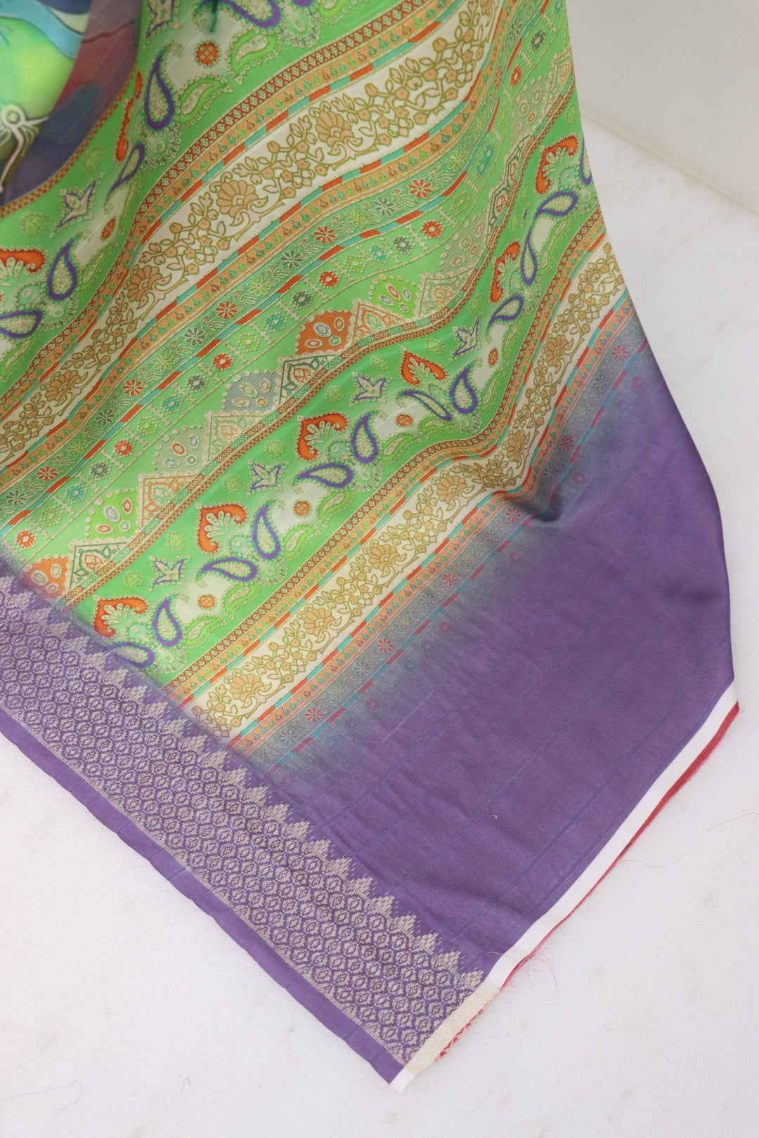 Lavender silk saree with elegant drape and rich texture
