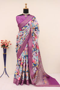 Purple Printed Saree | TRENDBUY