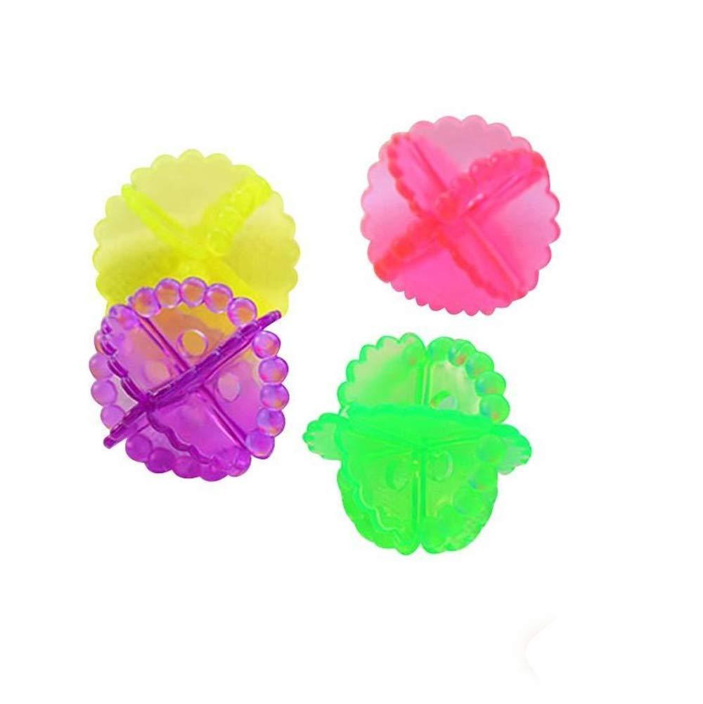 Four transparent 205 laundry washing balls for effective washing without detergent.