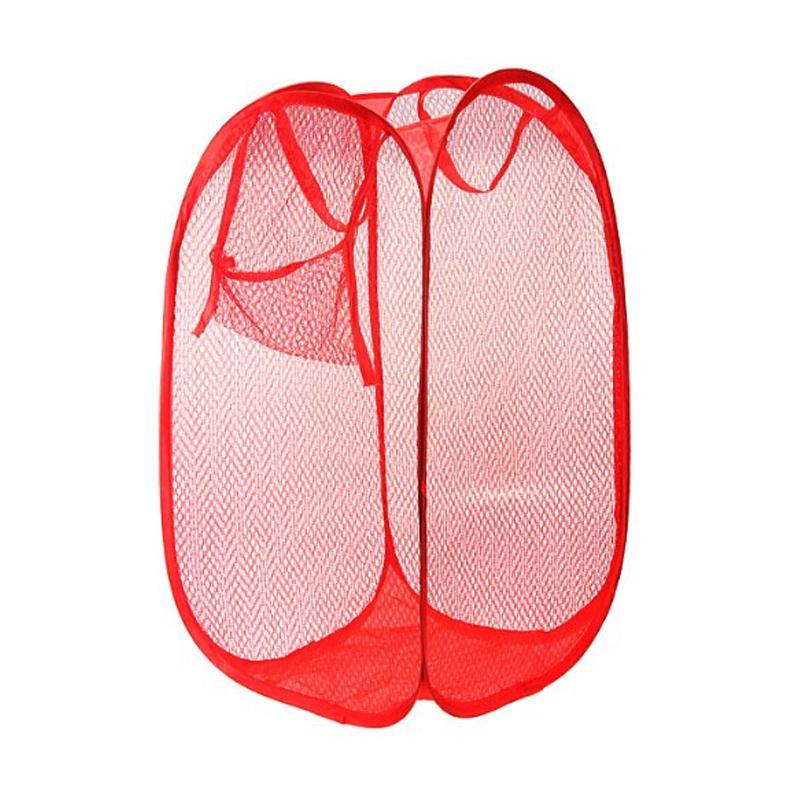 Foldable mesh laundry hamper with ventilation, pop-up clothes basket for storage