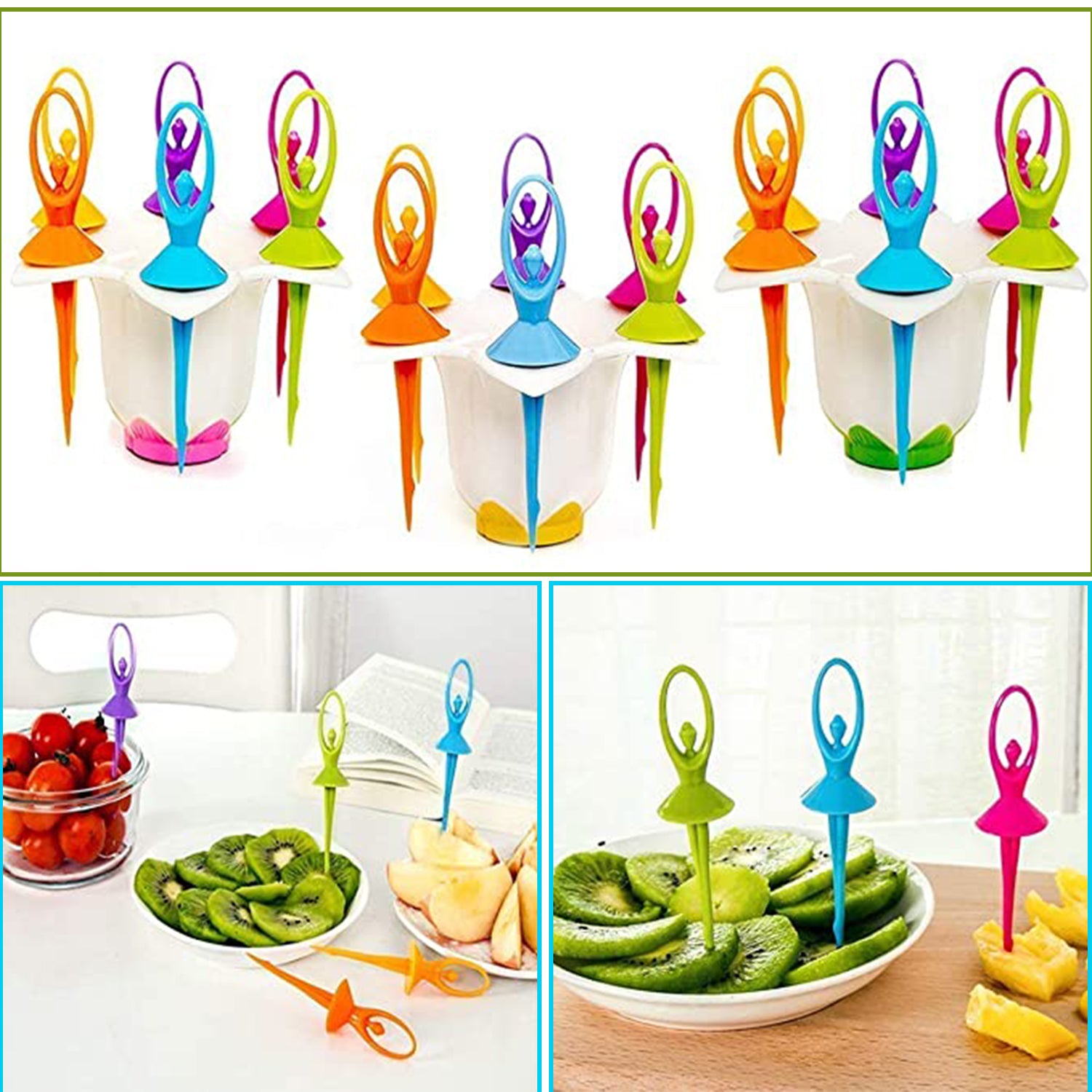 2046 Dancing Doll Fruit Fork Cutlery Set With Stand Set Of 6. - TREND BUY