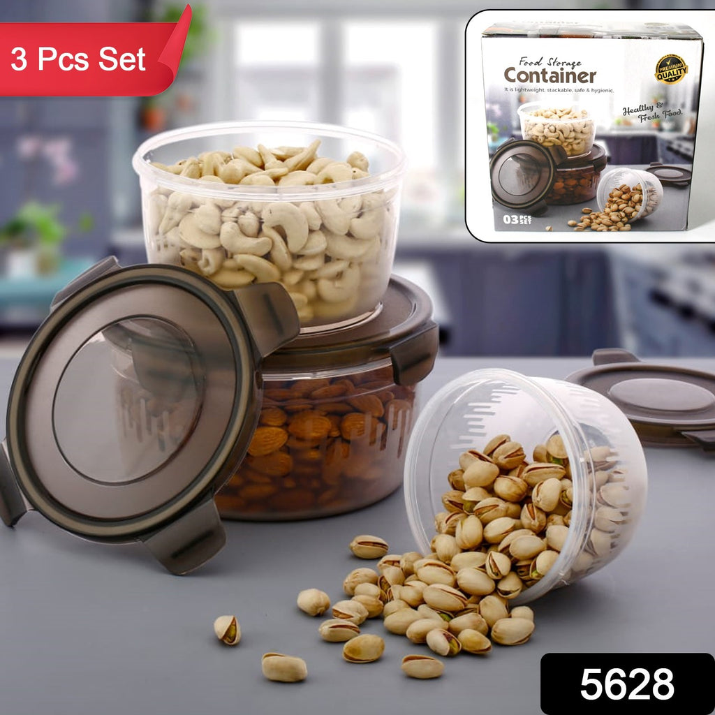 3 Pcs Plastic Food Storage Container Set with Air Tight Lids for Fridge, Freezer & Kitchen Meat Box Use