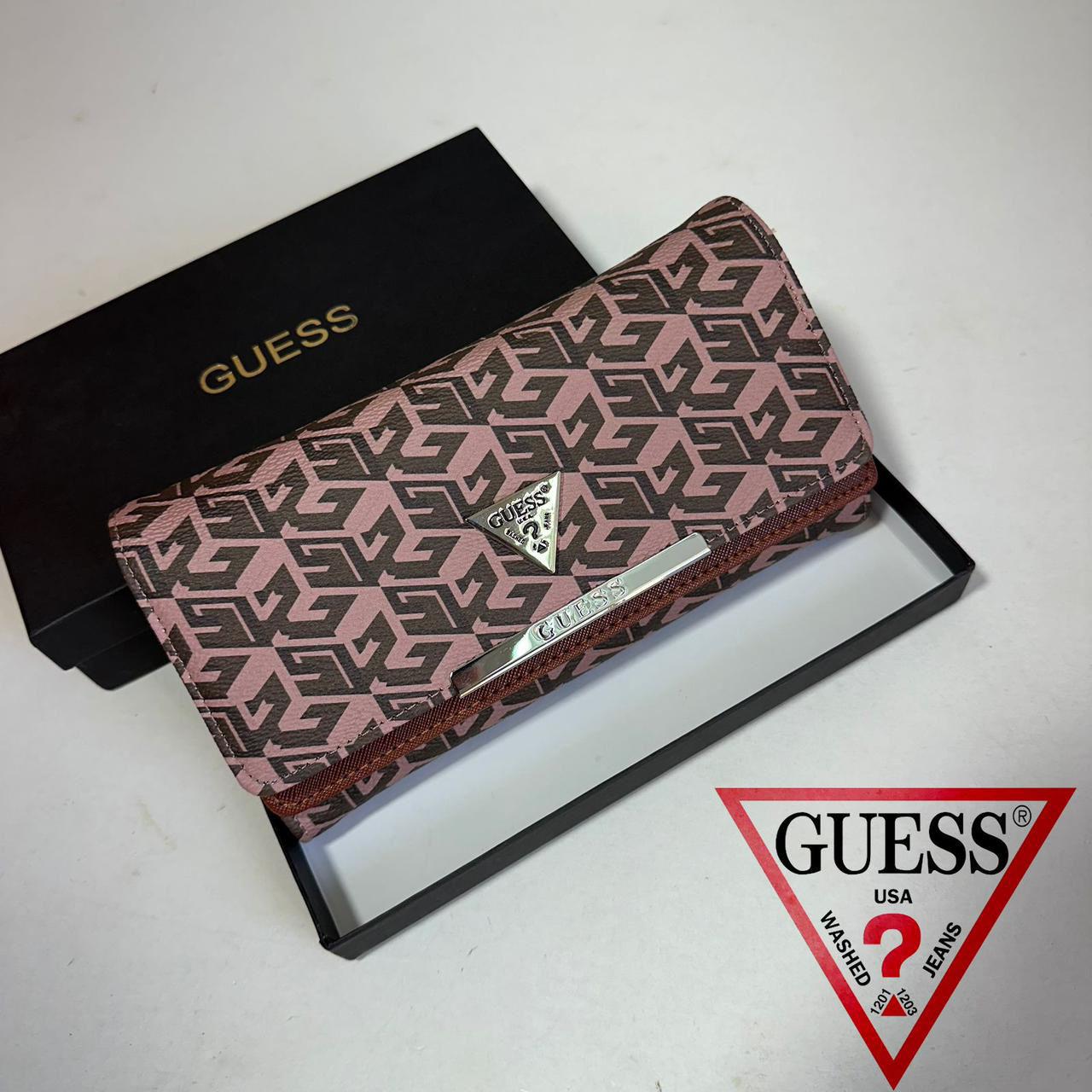 Guess Flap Wallet for Women - New Arrival with Brand Box Pink