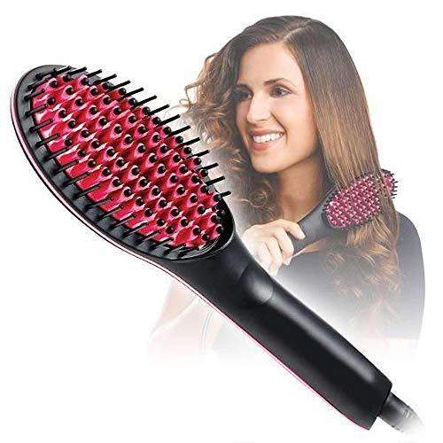 Model demonstrating 376 Simply Ceramic Hair Straightener, achieving sleek straight hair.