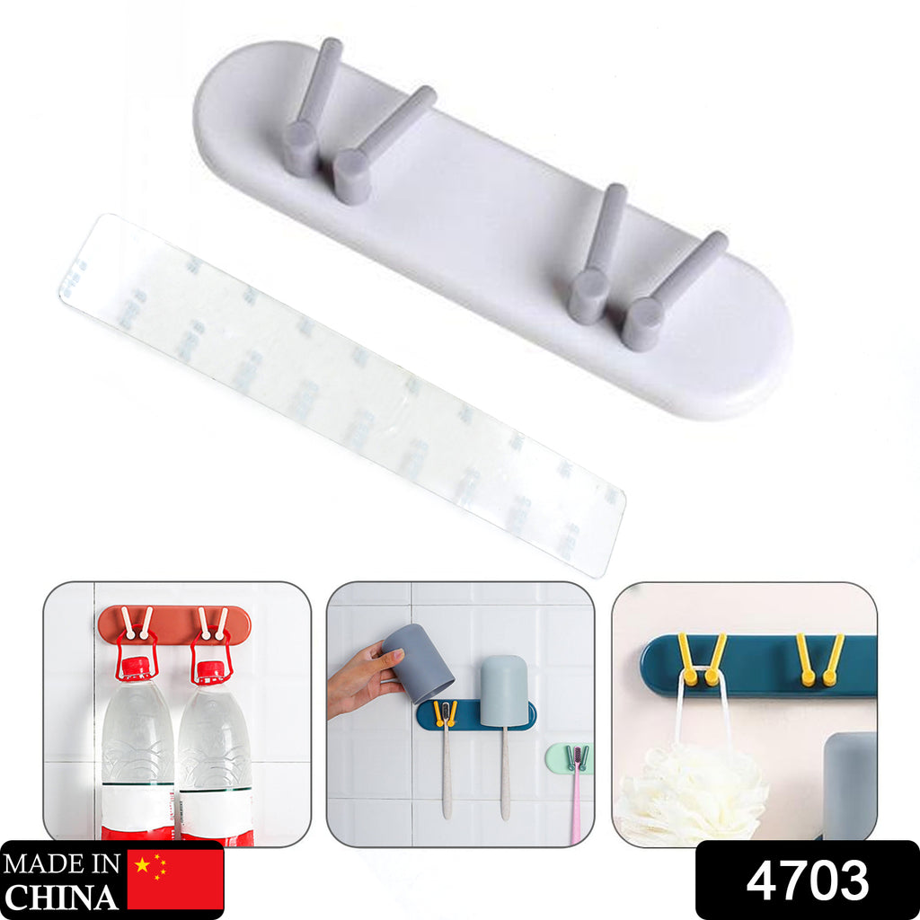 Plastic wall-mounted multipurpose bathroom organizer with shelf and hooks