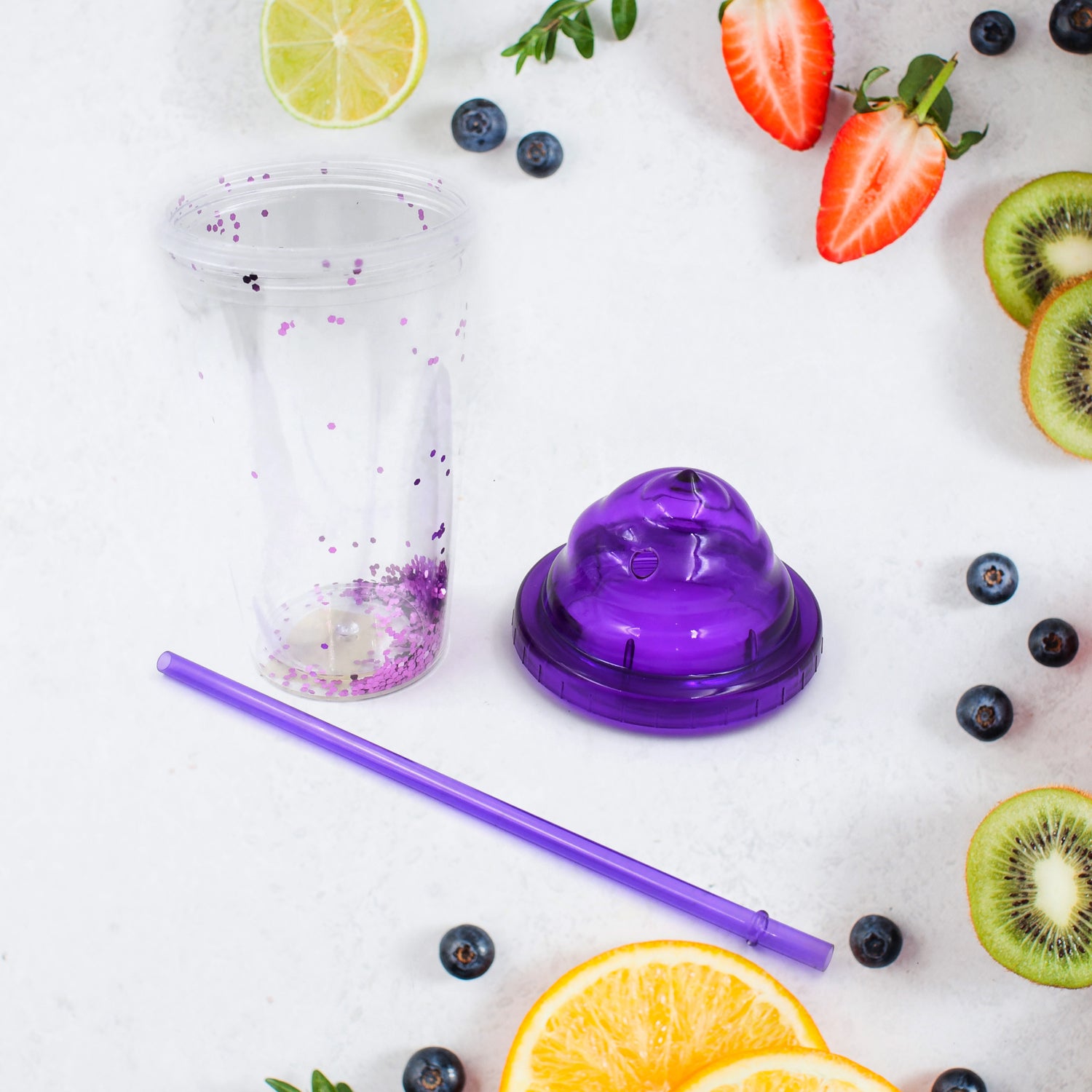 13131 High Quality Plasticcreative Cold Drink Cup Tumble Reusable Tea Coffee Tumbler With Lid And Straw Double Wall Plastic Drinking Sport Bottletravel Tumbler (1 Pc Mix Color)