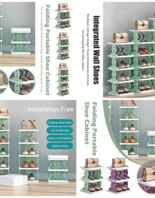 White plastic creative 4-layer shoe rack organizing shoes neatly