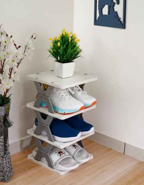 4-layer stackable shoe rack for organized shoe storage